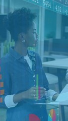Poster - Animation of financial data processing over diverse business people in office