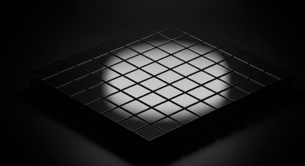 Fototapete - Abstract geometric design of a gridded square structure with a highlighted circle