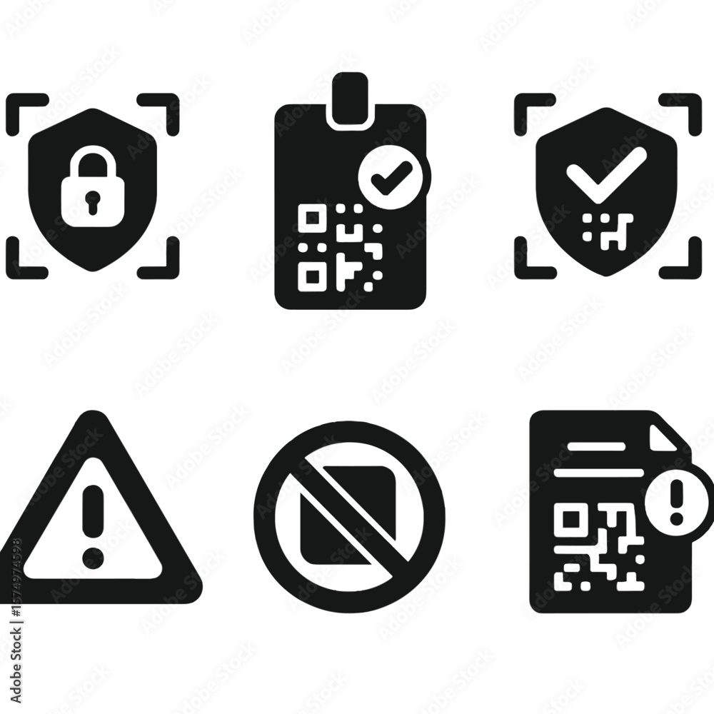 Security Icon Set. Solid style icons of security and verification ...