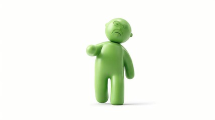 Poster - Green Clay Figure with Glasses Expressing Disappointment and Frustration
