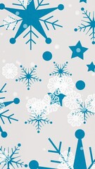 Poster - Animation of snow and stars falling over beige background