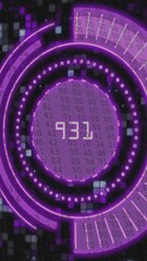 Poster - Digital countdown animation with purple circular progress bars on pixelated background
