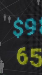 Poster - Stock market data and figures animation over silhouettes of people networking