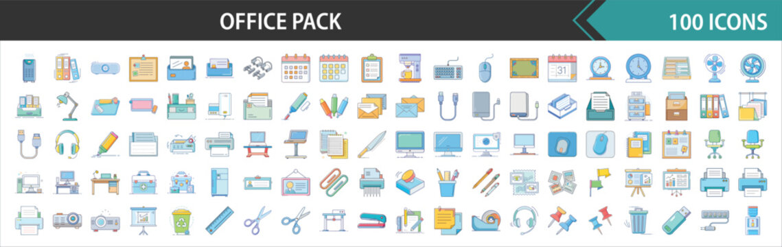 Office & Business Workplace Vector Icons Pack - Flat Design Illustrations for Corporate & Administrative Tasks