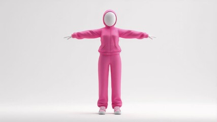 Poster - Pink Tracksuit Figure: Minimalist, Isolated, Abstract, 3D Render.