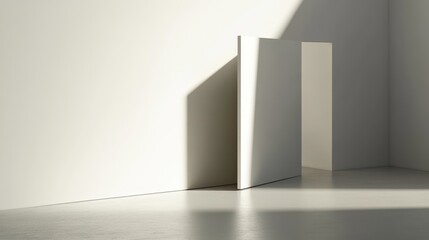 Poster - Sunlight casts a shadow on a blank white room.