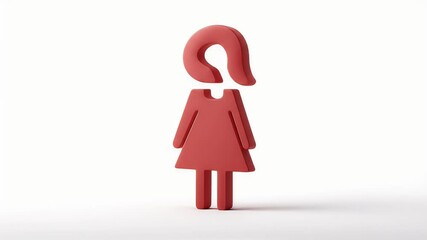 Poster - Red Woman Icon Rotating on White Background - 3D Rendered Female Symbol
