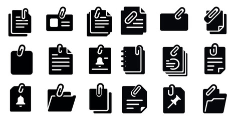 Fototapete - Set of icons: papers, clips, folders, notepad, bell, pin.