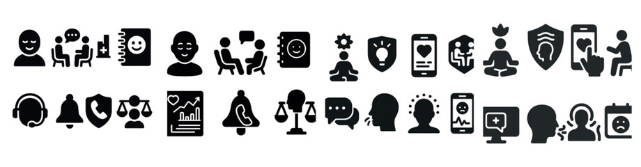 Fototapete - Set of icons including people, security, communication, and more with various designs.