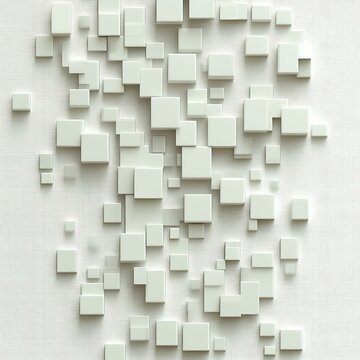 Abstract composition of many light gray cubes.