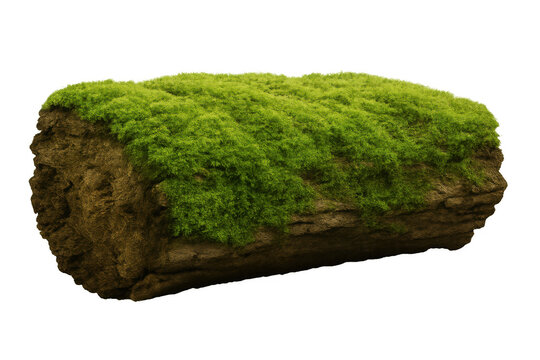 Realistic 3d rendering of a mossy log isolated on transparent background, ideal for nature-themed compositions