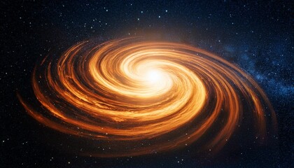 Wall Mural - beautiful swirling galaxy with bright orange and golden nebula in deep space