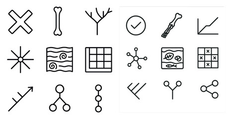 Poster - Collection of icons including a check mark, a fish, a tree, a bone, a cross, a star, a fish, a fish, a fish, a fish, a fish, a fish, a fish, a fish, a fish