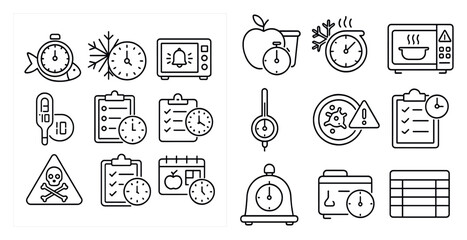 Poster - The image is a collection of various time-related icons, including clocks, a microwave, and a toaster. The icons are arranged in a grid, with some overlapping each other. Scene is one of organization