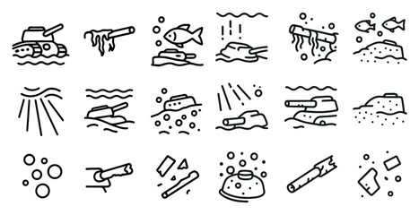 Poster - Series of images depicting various water-related activities, such as fishing, swimming, and boating