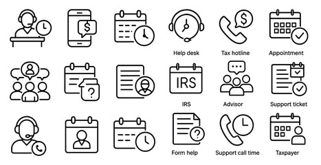 Poster - Collection of icons for a calendar, including a phone, a person, and a dollar sign. These icons represent various aspects of daily life, such as communication, work, and financial transactions