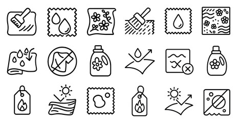 Poster - The image is a collection of various symbols and icons, including a sun, a bottle, a brush, and a flower. Scene is one of cleanliness and care, as many of the symbols are related to laundry