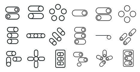 Fototapete - Collection of icons that are all white and have a simple design. They are all related to the concept of switches and buttons