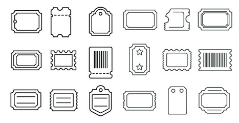 Poster - Collection of tickets with a star and a barcode. The tickets are all different shapes and sizes