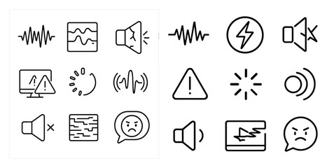 Poster - Set of icons for various audio and video controls. The icons include a microphone, a speaker, a volume control, and a play/pause button