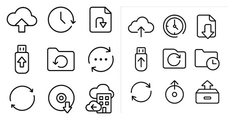 Poster - Collection of icons for various computer functions. The icons include a clock, a file, a cloud, and a USB drive