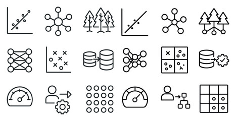 Poster - Collection of icons for various data structures and algorithms. The icons are all in black and white and are arranged in a grid