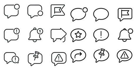 Poster - Set of icons for a messaging app. The icons include a bell, a star, a question mark, and a flag