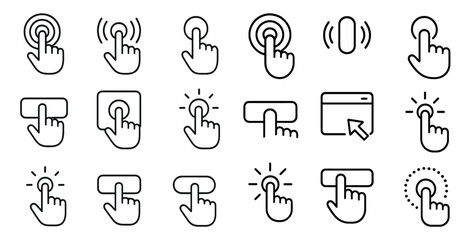 Poster - Set of icons for a computer mouse, including a click, a double click, and a right click
