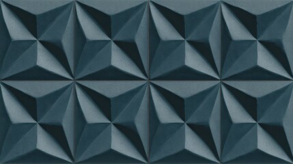 Fototapete - Geometric dark teal 3d shapes forming seamless textured pattern, creating visually dynamic surface design for graphic backgrounds
