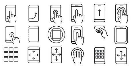 Poster - Set of icons for a mobile device, including a home screen, a menu, and a camera