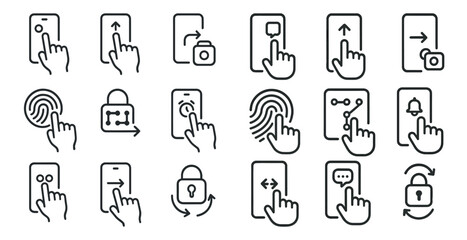 Poster - Collection of icons for a mobile app, featuring a camera, a keypad, and a lock