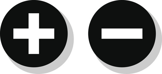 Leinwandbilder - A simple illustration of a plus and minus sign in black circles on a white background