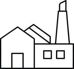 Poster - Factory building outline with approval check mark symbol