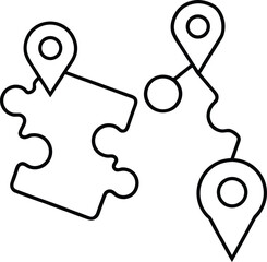 Poster - Outline of a jigsaw puzzle piece with a location marker