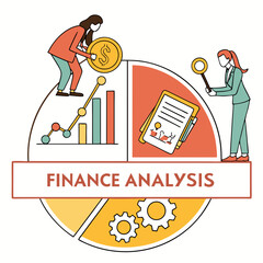 Poster - Finance analysis elements and people silhouette vector illustration