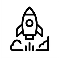 Poster - Rocket launching with smoke trail silhouette vector illustration