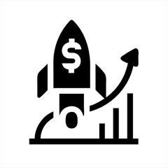Poster - Financial rocket with growth chart silhouette vector illustration