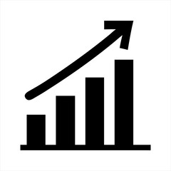 Poster - Rising bar graph with arrow pointing up silhouette vector illustration