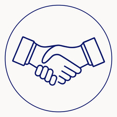 Poster - Handshake in circle outline business agreement silhouette vector illustration