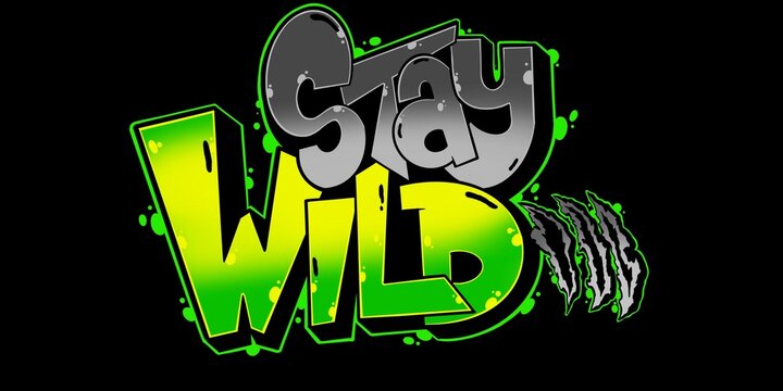 Stay wild illustration, stay wild letter with simple graffiti pattern and bright colors