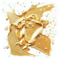 Poster - Abstract golden paint texture creating artistic shapes on a white background