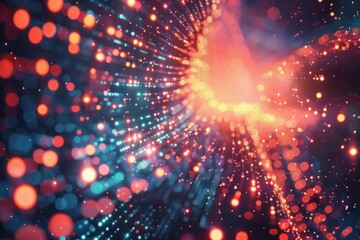 Aufkleber - Colorful bokeh lights traveling at high speed creating an abstract background with a blurry effect