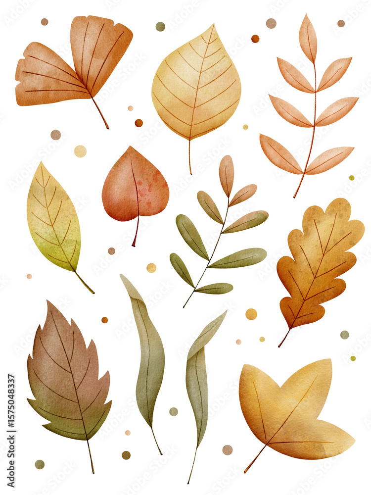 Watercolor autumn leaves clipart – hand-painted fall foliage elements ...
