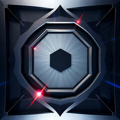 Poster - A futuristic geometric design with glowing red and blue lights creates a dynamic and modern abstract art piece