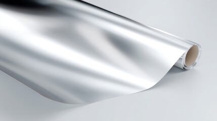 Poster - Artistic view of a flat sheet of foil demonstrating its smooth surface and high reflectivity ideal for product packaging and design visuals.