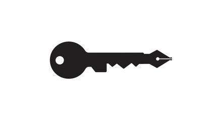 Poster - Black key silhouette with a pen nib end on a white background view