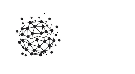 Poster - Network globe with connected dots and lines in a black and white style