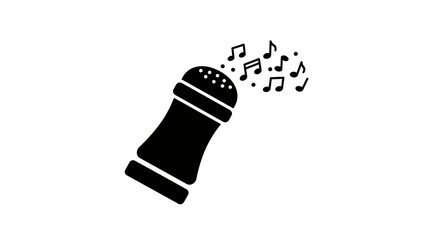 Poster - Illustration of a black microphone with floating musical notes around it