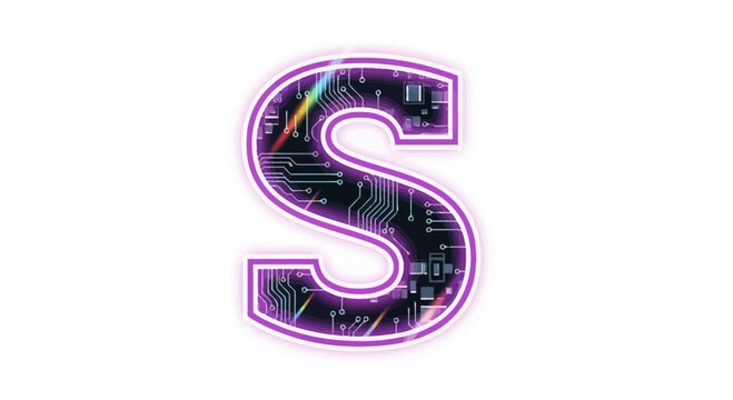 Vector letter s technology circuit board design illustration for digital and modern tech logo and branding use
