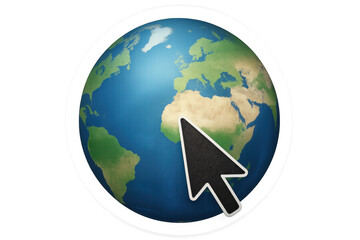 Aufkleber - Computer mouse cursor highlighting african continent on spinning transparent world globe, representing digital global connectivity